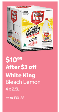 White King Bleach Lemon 4 x 2.5L Item 130183