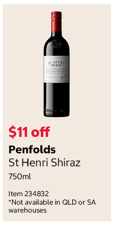 Penfolds St Henri Shiraz 750ml Item 234832 *Not available in QLD or SA warehouses