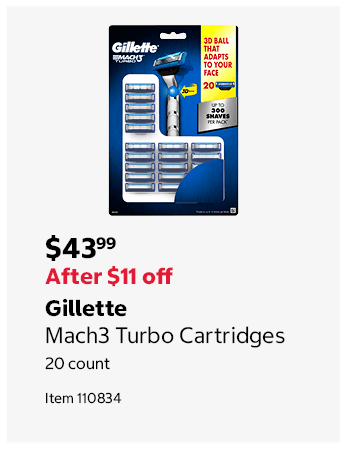 Gillette Mach3 Turbo Cartridges 20 count Item 110834