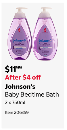 Johnson’s Baby Bedtime Bath 2 x 750ml Item 206359
