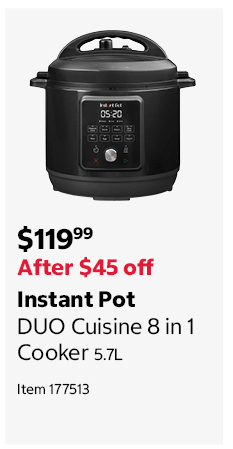 Instant Pot DUO Cuisine 8 in 1 Cooker 5.7L Item 177513