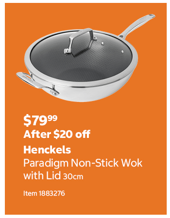 Henckels Paradigm Non-Stick Wok with Lid 30cm Item 1883276