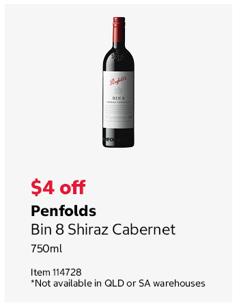 Penfolds Bin 8 Shiraz Cabernet 750ml Item 114728 *Not available in QLD or SA warehouses