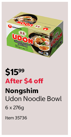 Nongshim Udon Noodle Bowl 6 x 276g Item 35736