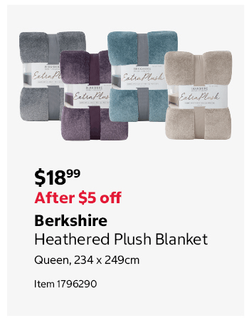 Berkshire Heathered Plush Blanket Queen, 234 x 249cm Item 1796290
