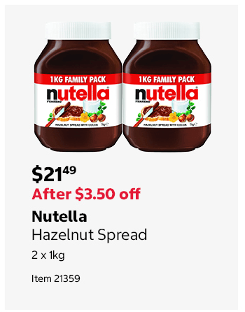 Nutella Hazelnut Spread 2 x 1kg Item 21359