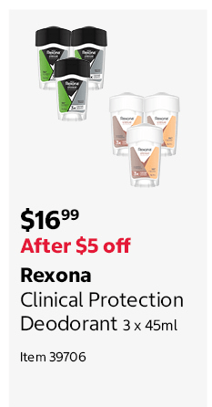 Rexona Clinical Protection Deodorant 3 x 45ml Item 39706
