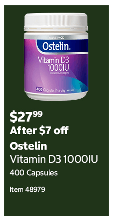 Ostelin Vitamin D3 1000IU 400 Capsules Item 48979