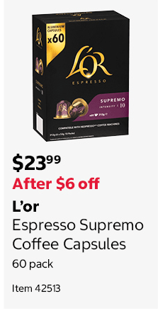 L’or Espresso Supremo Coffee Capsules 60 pack Item 42513