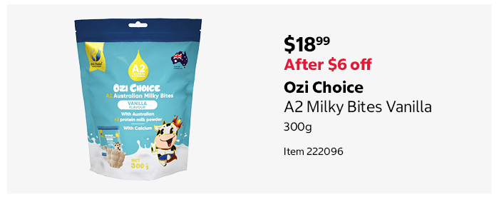Ozi Choice A2 Milky Bites Vanilla 300g Item 222096