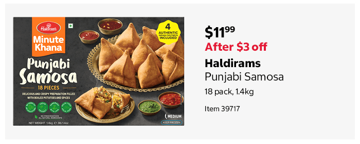 Haldirams Punjabi Samosa 18 pack, 1.4kg Item 39717