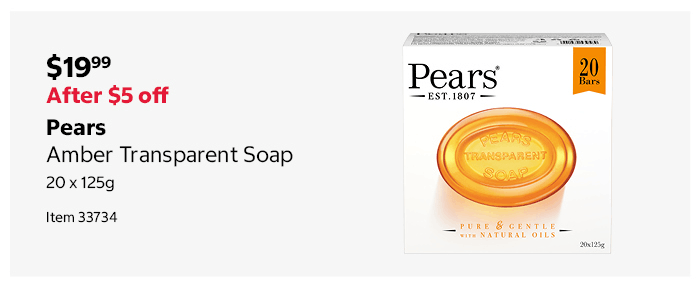 Pears Amber Transparent Soap 20 x 125g Item 33734