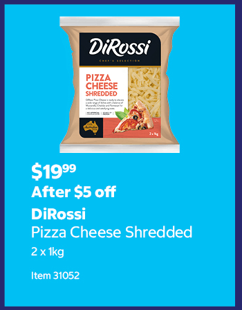DiRossi Pizza Cheese Shredded 2 x 1kg Item 31052
