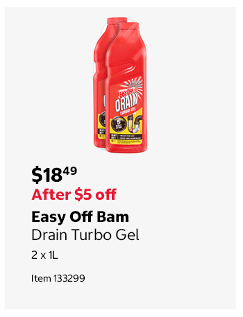 Easy Off Bam Drain Turbo Gel 2 x 1L Item 133299
