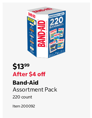 Band-Aid Assortment Pack 220 count Item 200092