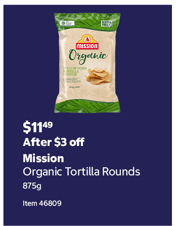Mission Organic Tortilla Rounds 875g Item 46809