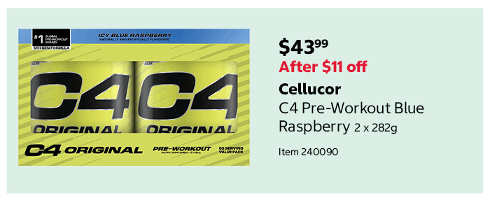 Cellucor C4 Pre-Workout Blue Raspberry 2 x 282g Item 240090