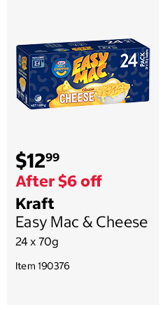 Kraft Easy Mac & Cheese 24 x 70g Item 190376