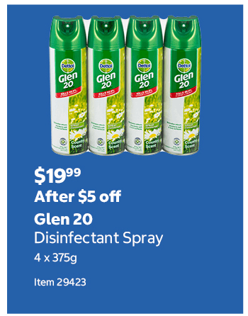 Glen 20 Disinfectant Spray 4 x 375g Item 29423