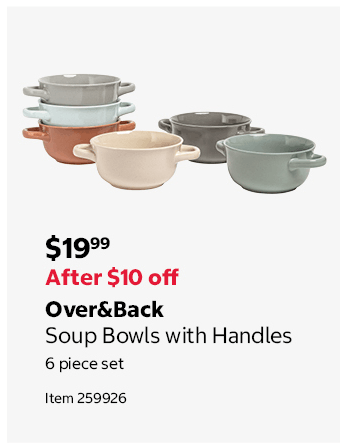 Over&Back Soup Bowls with Handles 6 piece set Item 259926