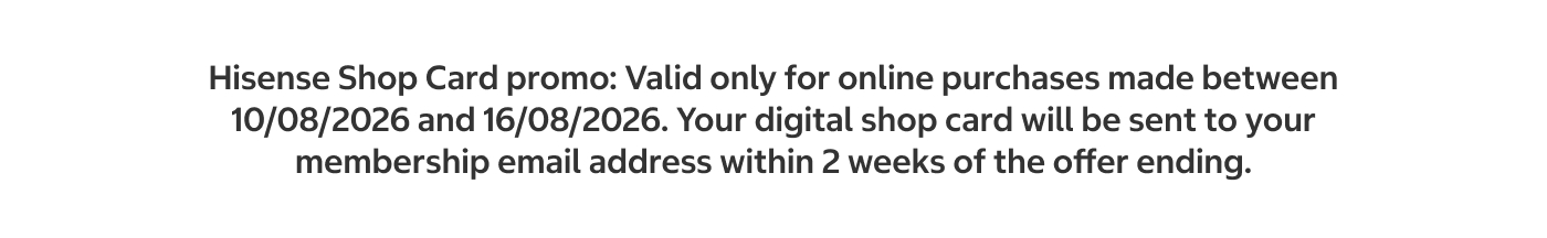 Hisense shopcard disclaimer