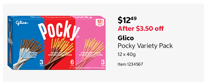 Glico Pocky Variety Pack 12 x 40g Item 1234567