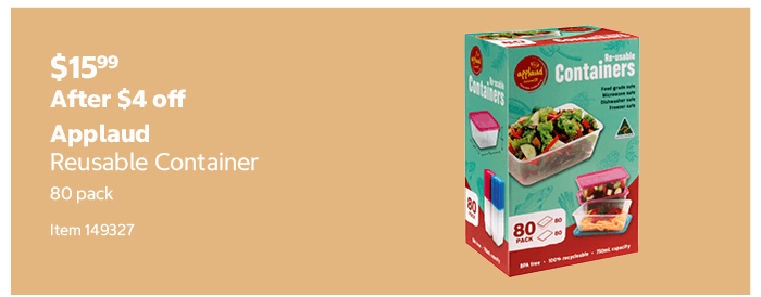 Applaud Reusable Container 80 pack Item 149327