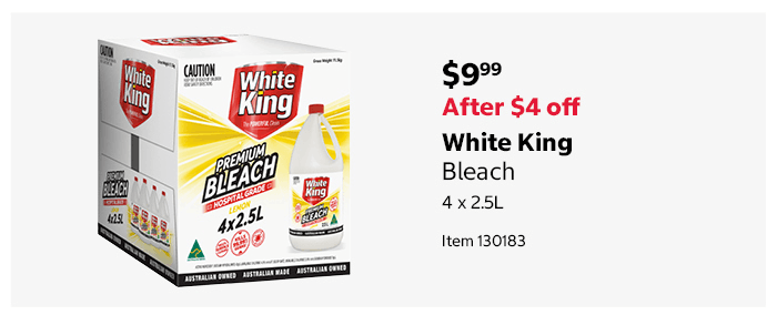 White King Bleach 4 x 2.5L Item 130183