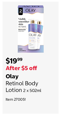 Olay Retinol Body Lotion 2 x 502ml Item 270051