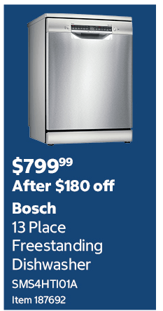Bosch 13 Place Freestanding Dishwasher SMS4HTI01A Item 187692