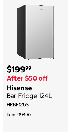 Hisense Bar Fridge 124L HRBF126S Item 219890