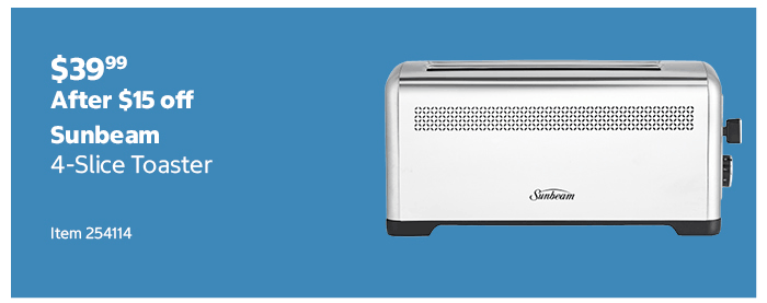 Sunbeam 4-Slice Toaster Item 254114