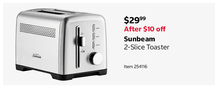Sunbeam 2-Slice Toaster Item 254116