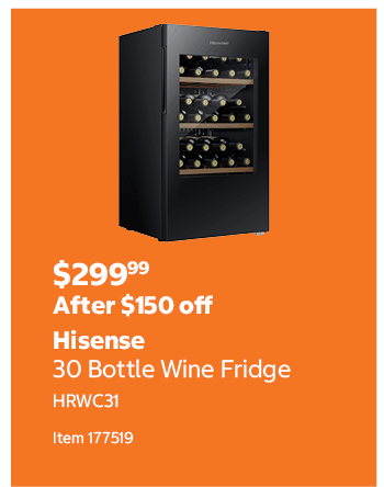Hisense 30 Bottle Wine Fridge HRWC31 Item 177519