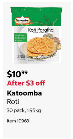 Katoomba Roti 30 pack, 1.95kg Item 10963