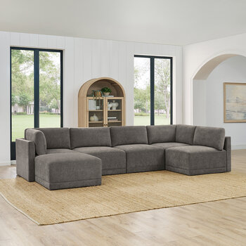 Thomasville, Fallon, Seccional Modular de Tela de 6 Piezas con Otomano