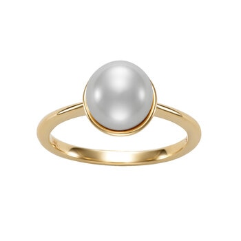 Anillo de Perla Cultivada, Oro Amarillo de 14K