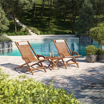 Thirtieth Sense, Set Bistro de Madera de Eucalipto Plegable, 3 piezas