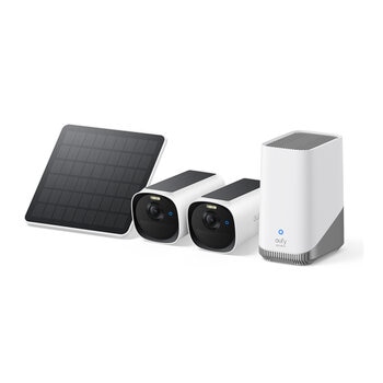 Eufy, Cámaras de Seguridad Solares, Kit 2 Cámaras + Panel Solar E40.