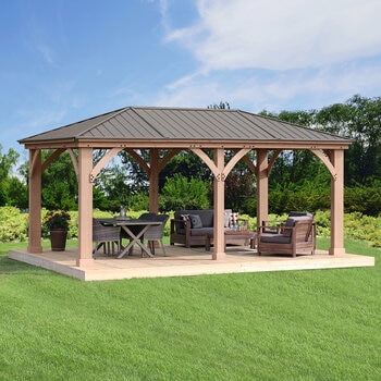 Yardistry, Pergola de Madera con Techo de Aluminio de 3.65 m x 6.09 m