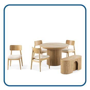 Transformer Table, Set de Comedor Redondo Expandible, color roble con aparador