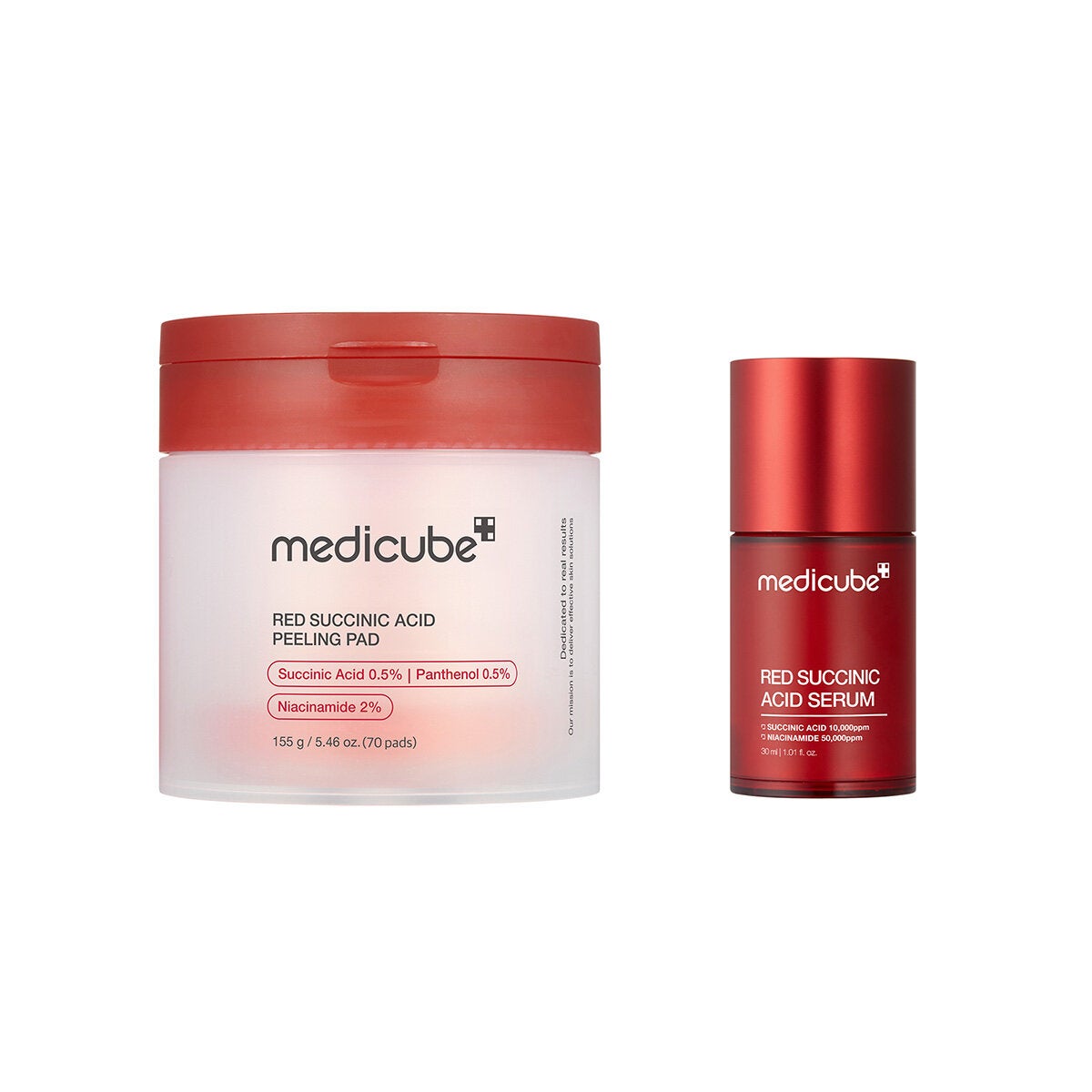 Medicube Red Succinic Acid Peeling Pads 70 piezas + Serum 30 ml