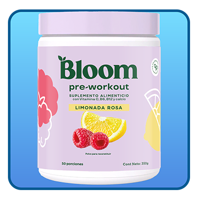 Bloom Pre-Workout Con Vitamina C, B6, B12 Limonada Rosa 50 Porciones