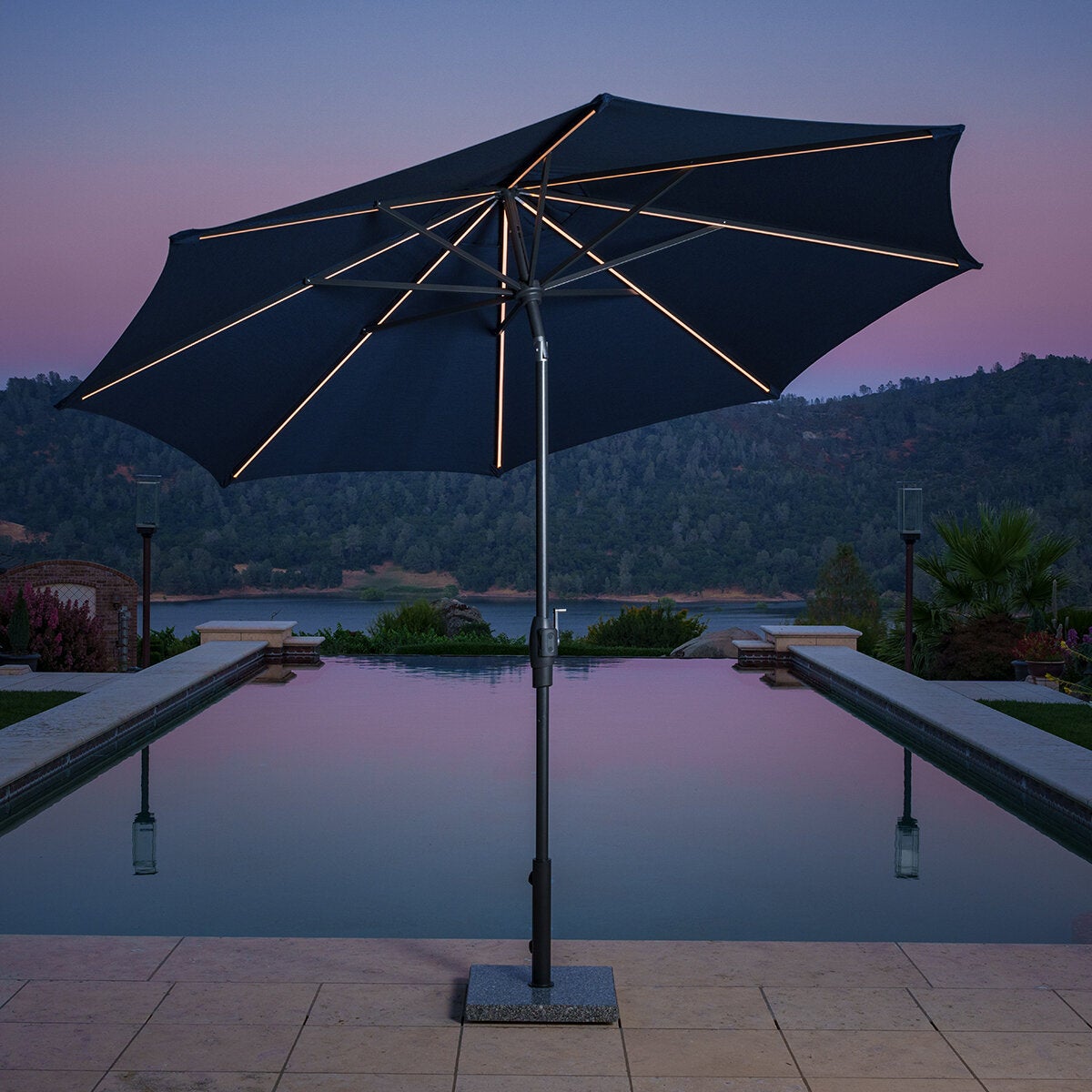 SunVilla, Sombrilla Redonda de 3m con Luz LED, Color Azul