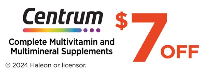 $7 OFFCentrumComplete Multivitamin and Multimineral SupplementsValid 09/02/24 to 09/15/24While quantities lastDiscover More