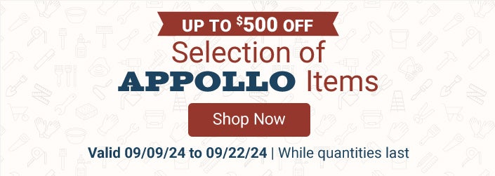 Selection of Appollo items. Up to $300 OFF. Valid 09/02/24 to 09/15/24. While quantities last. Shop Now.