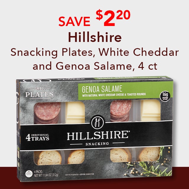 Save $2.20 on Snacking Plates, White Cheddar and Genoa Salame, 4 ct