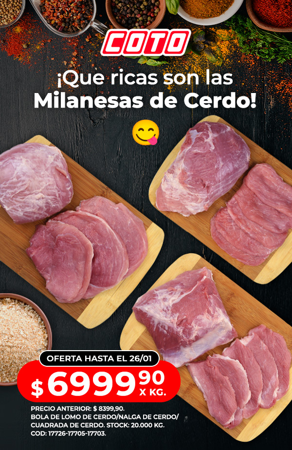 promo milas de cerdo