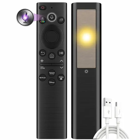 Replacement Solar TV Remote Control for Samsung Smart TV (2018-2025) Rechargeable Solarcell,USB-C Charging,Voice &amp; Bluetooth