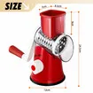 3in1 Vegetable Slicer Rotary Food Potato Mandoline Cheese Grater Drum Fruit Nut Shredder Chopper Cutter Hand Held Manual Kitchen Utensil Cooking Tools